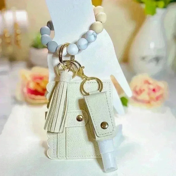 Bracelet Wristlet Card Wallet with Travel size sanitizer case Bundle in Cream - Picture 4 of 5